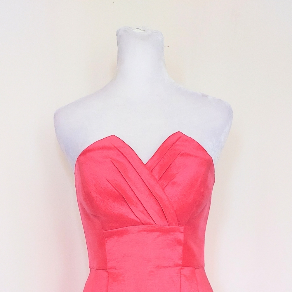 Calvin Klein Strapless Pleated Front Cocktail Formal Dress Pink Size 2 - Picture 2 of 8